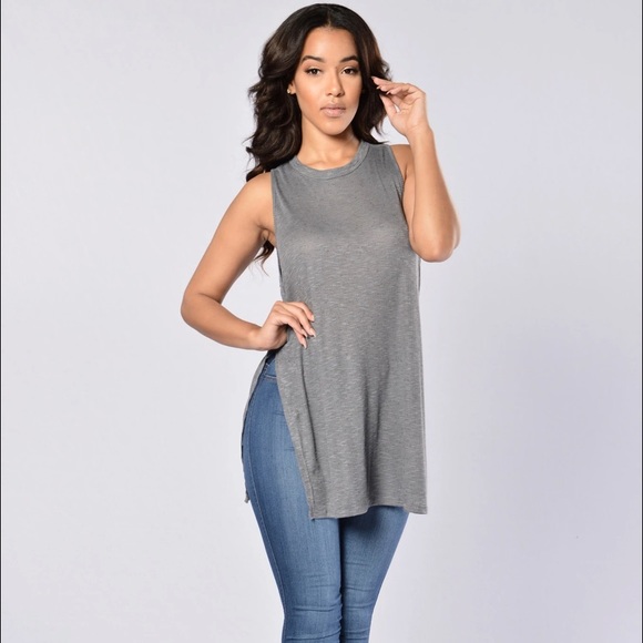 Fashion Nova Tops - Fashion Nova Simple Delight Charcoal Tank Top